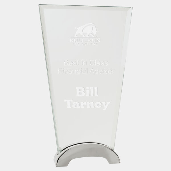 9 1/4" Fan Platinum Glass with Arch Metal Base Thumbnail