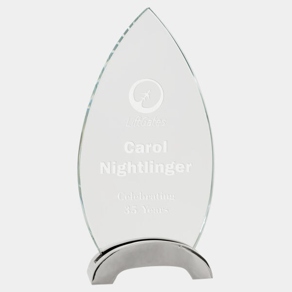 8 1/2" Oval Platinum Glass with Arch Metal Base Thumbnail