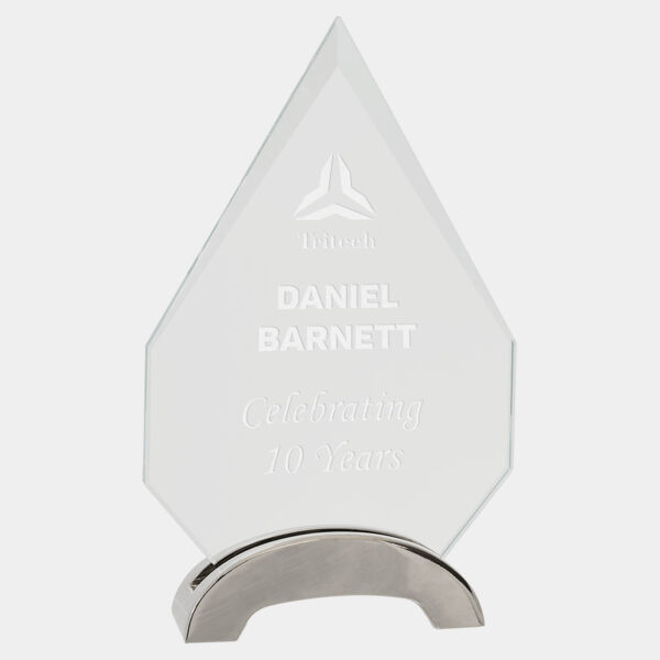 7 1/2" Diamond Platinum Glass with Arch Metal Base Thumbnail