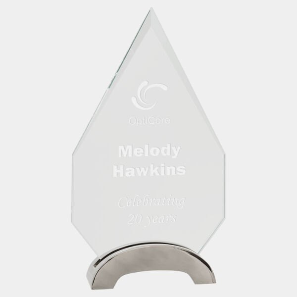 8 1/2" Diamond Platinum Glass with Arch Metal Base Thumbnail