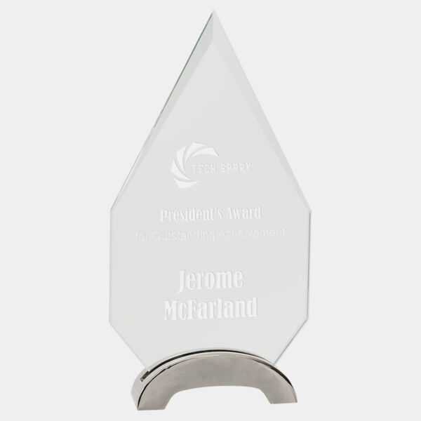 9 1/4" Diamond Platinum Glass with Arch Metal Base Thumbnail