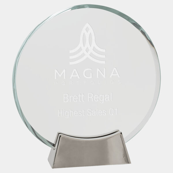 7 1/4" Round Platinum Glass with Full Metal Base Thumbnail