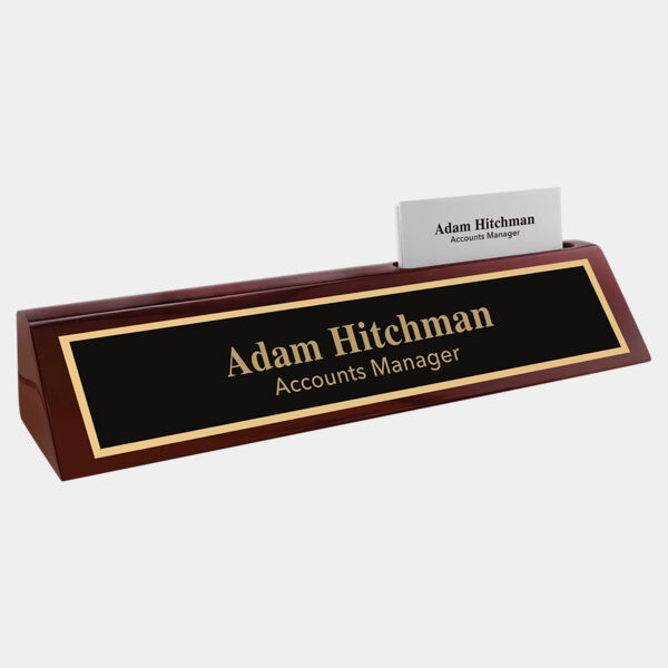 10 1/2" Piano Finish Desk Wedge with Business Card Holder Thumbnail