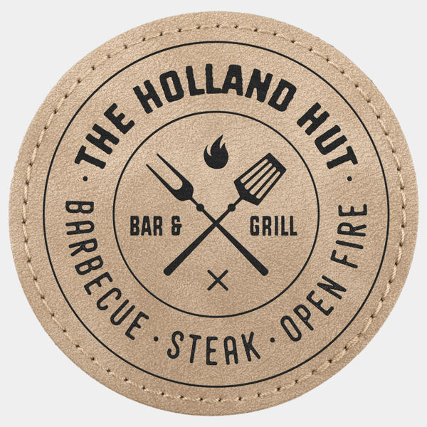 3" Round Light Tan Premier Laserable Leatherette Round Patch with Kota Pro Adhesive - Creekside Collection Thumbnail