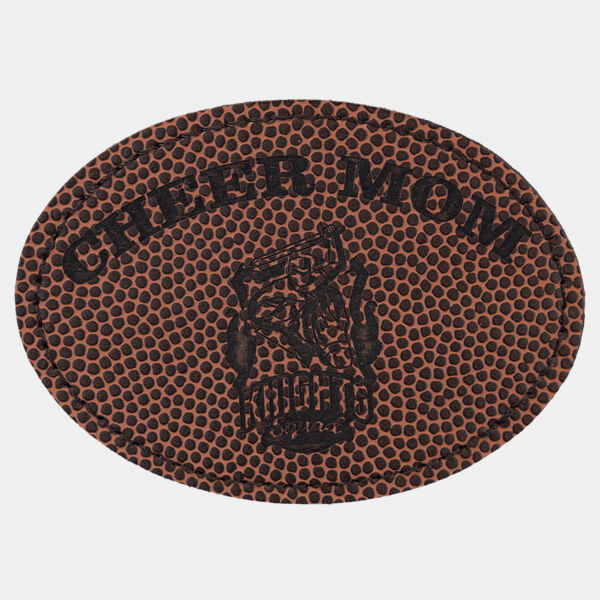 3 1/2" x 2 1/2" Football Laserable Leatherette Oval Patch with Adhesive Thumbnail