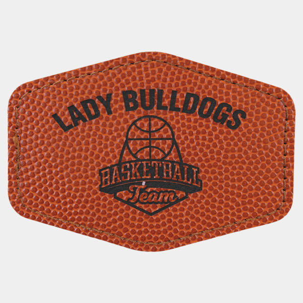 3 1/2" x 2 1/2" Basketball Laserable Leatherette Hex Patch with Kota Pro Adhesive Thumbnail