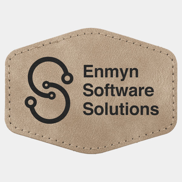 Hex Patch with Kota Pro Adhesive - Laserable Leatherette, Creekside Collection 3 1/2" x 2 1/2", Light Tan Thumbnail