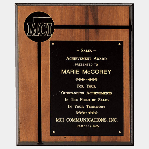 8" x 10 1/2" American Routed Plaque w/ Brass Plate and 2 1/2" Brass Disc Thumbnail