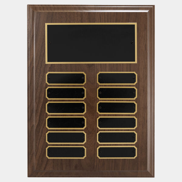 9" x 12"/Plates 7/8" x 2 3/4" Step-Edge 12 Plate Perpetual Plaque with Brass Plate Thumbnail