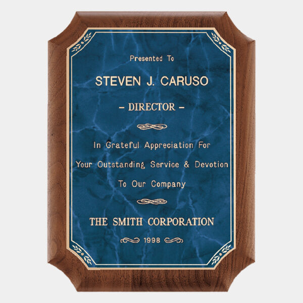 9" x 12" American Plaque with Border Sapphire Marble LaserFX Plate Thumbnail