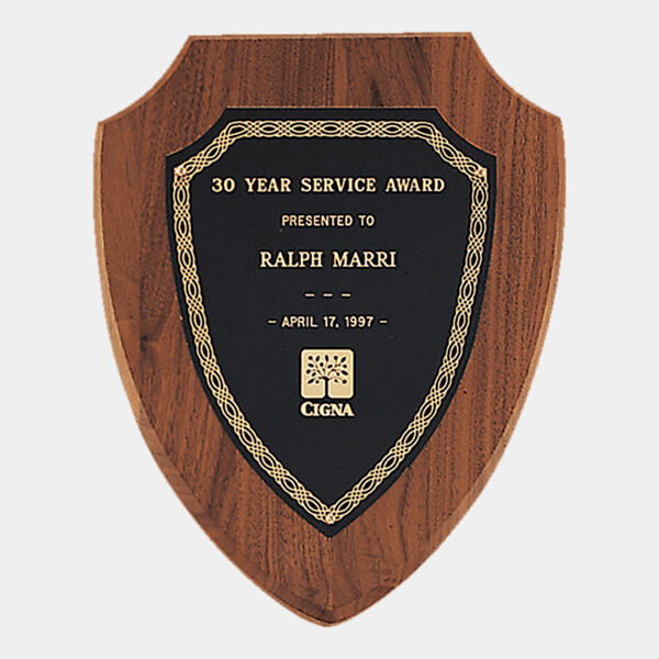 10" x 12" Jewelers Laserable Border Shield Plate on an American Shield Plaque- Sheffield Series Thumbnail