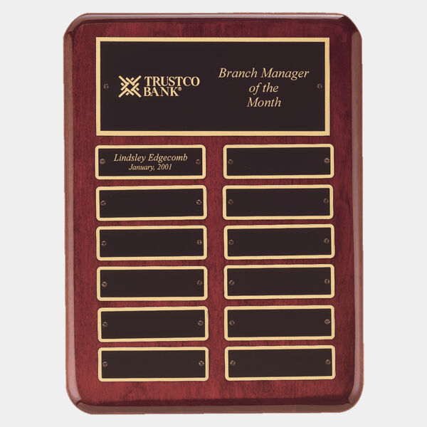 9" x 12" Piano Finish 12 Perpetual Plates Plaque with Laserable Brass Plates Thumbnail