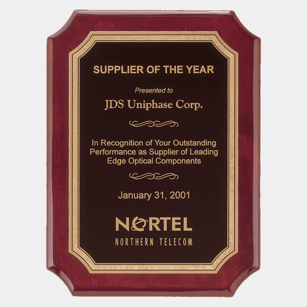 8" x 10 1/2" Airflyte Piano Finish Plaque with Border Brass Plated Steel LaserFX Plate Thumbnail