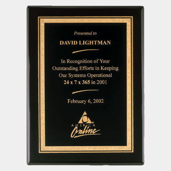7" x 9" Airflyte Premium Piano Finish Plaque with Florentine Border LaserFX Plate Thumbnail