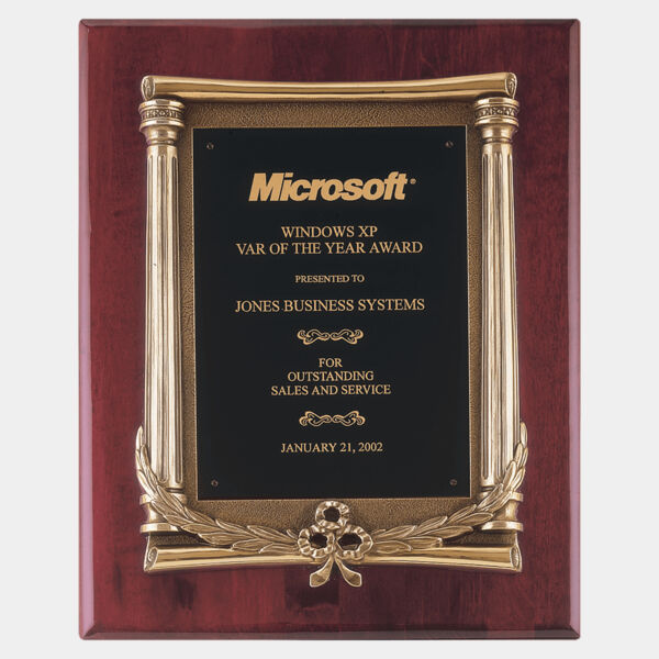 10 1/2" x 13" Piano Finish Plaque, Antique Frame Casting, Brass Plate Thumbnail