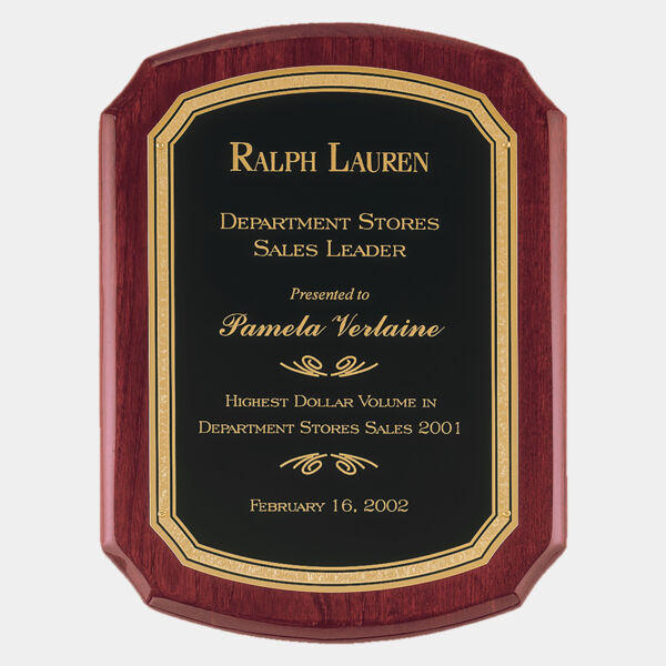 101/2" x 13" Airflyte Piano Finish Plaque with Florentine Border LaserFX Plate Thumbnail