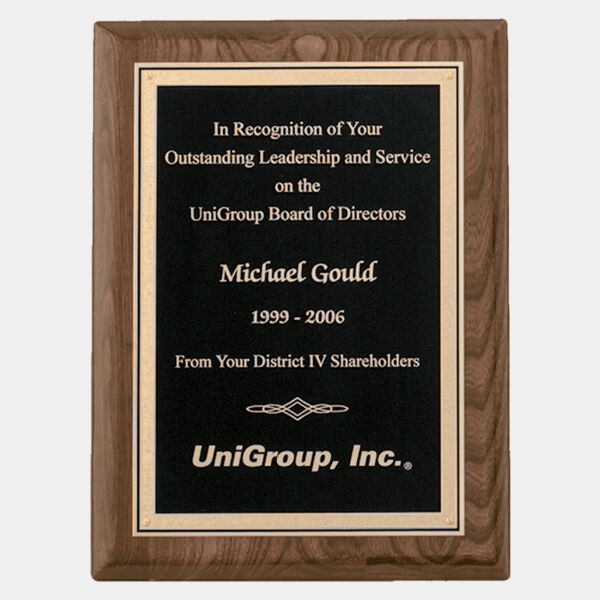 8" x 10" Airflyte Piano Finish Plaque with Textured Florentine Border LaserFX Plate Thumbnail