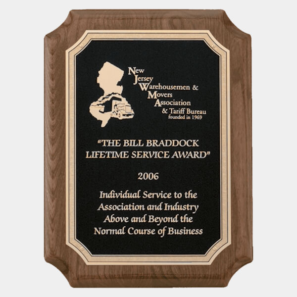 8" x 10 1/2" Airflyte Premium Piano Finish Plaque with Florentine Border Textured LaserFX Plate Thumbnail