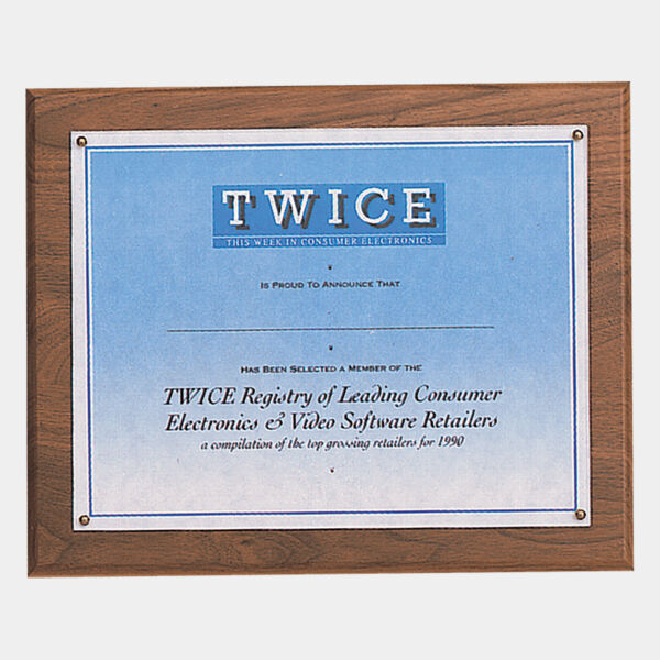 10 1/2" x 13- Holds 8 1/2" x 11" Solid Certificate Plaque with Plexiglass Cover Thumbnail