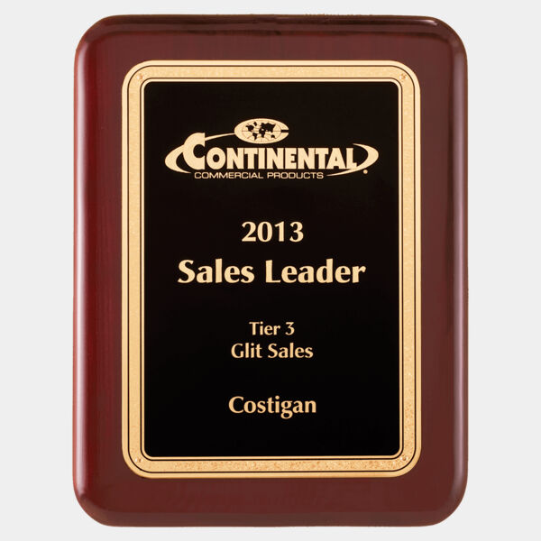 10 1/2" x 13" Airflyte Piano Finish Plaque with Textured Florentine Border LaserFX Plate Thumbnail