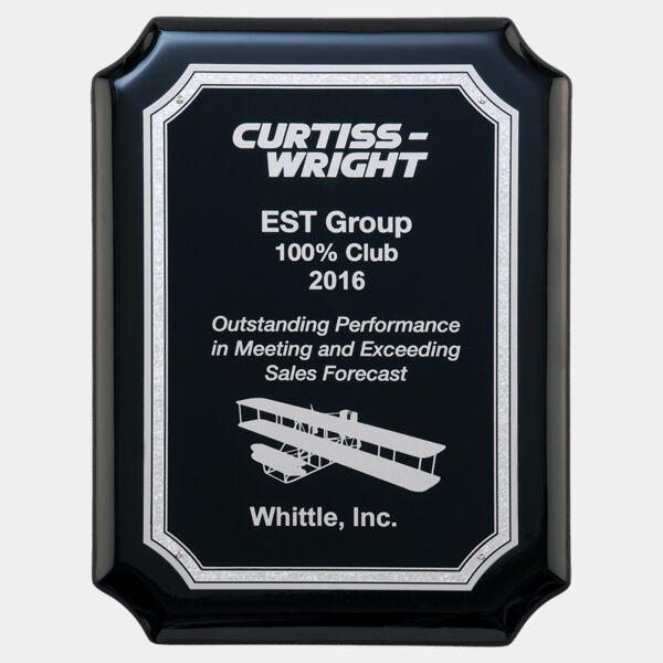 7" x 9" High Gloss Plaque with Florentine Border Laserable Aluminum Plate Thumbnail