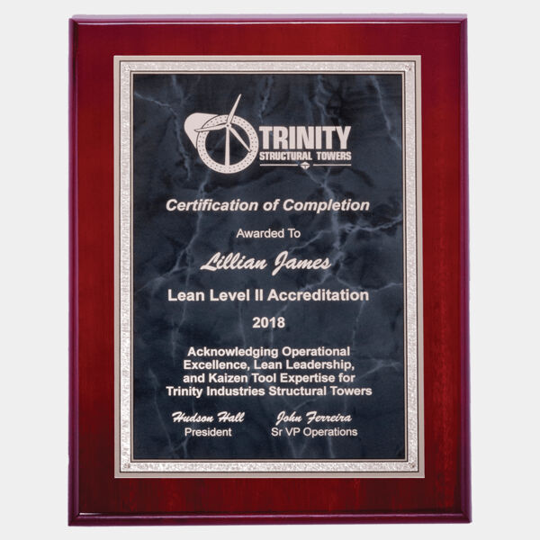 9" x 12" Airflyte High Gloss Plaque with Marble/ Florentine Borders Plate Thumbnail