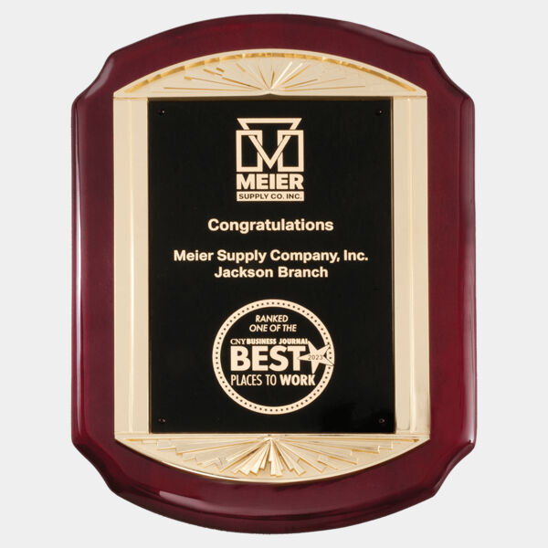 11" x 15" Piano Finish Plaque with Metal Sunburst Frame Casting and LaserFX Plate Thumbnail