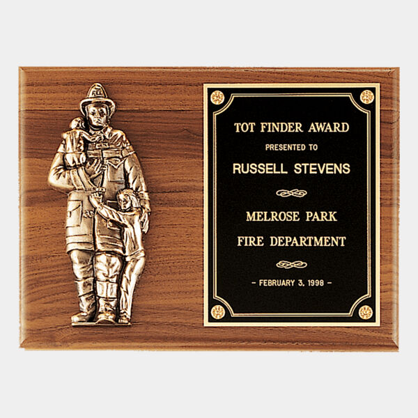 9" x 12" American Plaque with Firefighter Relief and Brass Plate Thumbnail