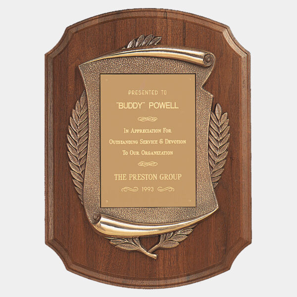 11" x 15" American Notch Corner Plaque w/Antique Scroll/Brushed Brass Plate Thumbnail