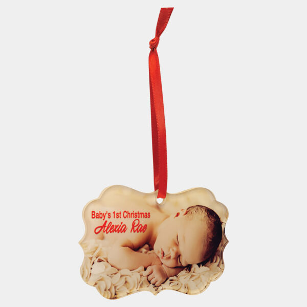 3" x 4 1/4" Benelux Sublimatable Acrylic Ornament with Ribbon Thumbnail