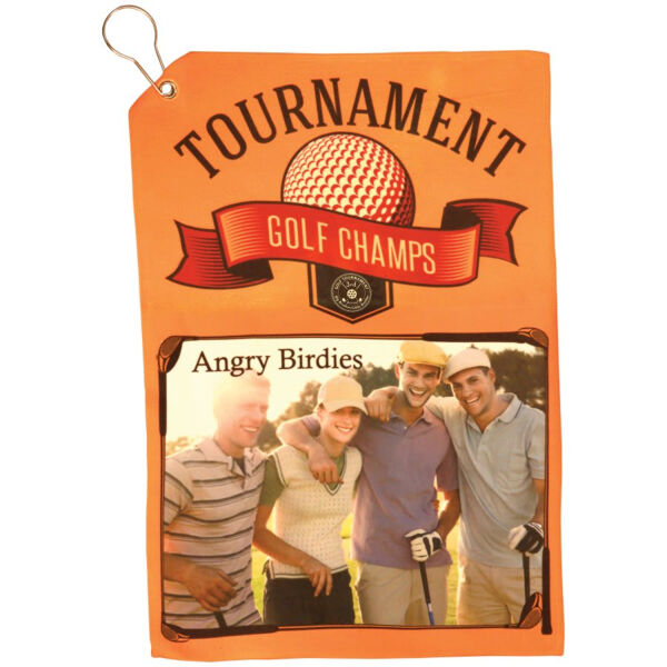 12" x 17 1/2" Sublimatable Golf Towel with Grommet and Clip Thumbnail