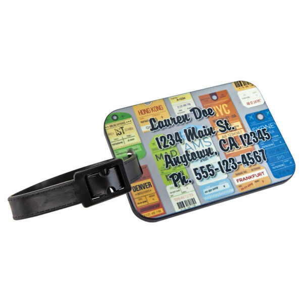 3" x 2" Sublimatable Polymer Rectangle Luggage Tag with Edge and Strap Thumbnail