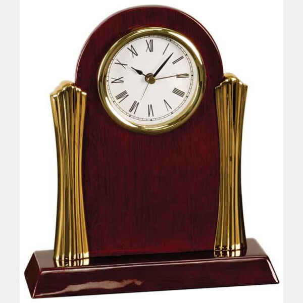8 1/4" x 7 1/2" Piano Finish Clock with Columns Thumbnail