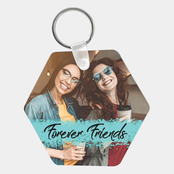 2.56" x 2.25" Semi- Gloss Unisub Aluminum Sublimatable Hexagon Keychain Thumbnail