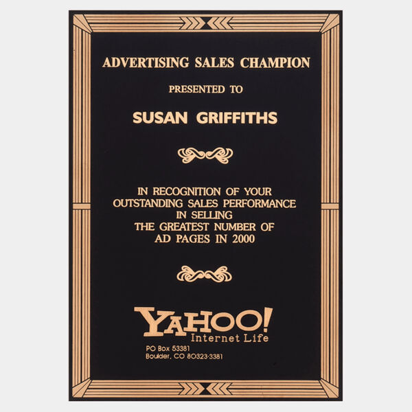 5 1/4" x 7 1/4" Laser Engravable Brass Plate with Southwestern Design Border Thumbnail