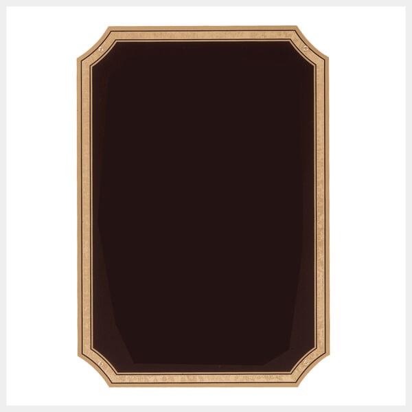 9" x 13" Polished Brass Plated Steel Plate with Notched Corners, Florentine Border and Four Holes Thumbnail