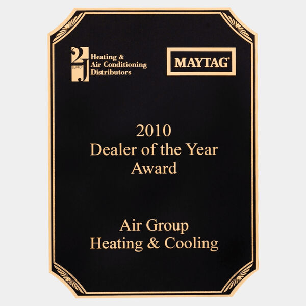 5 1/2" x 7 1/4" Laser Engravable Brass Plated Steel Plate with Clipped Corners and Sunburst Design Borders Thumbnail