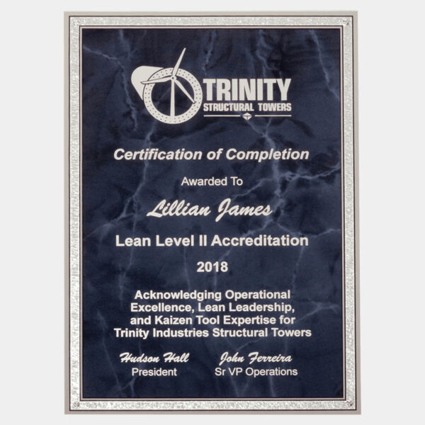 7" x 10" Marble Laserable Aluminum Plate with Border and Four Holes Thumbnail