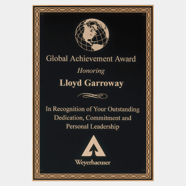 7" x 10" Laser Engravable Brass Plate with Braided Border and Four Holes Thumbnail