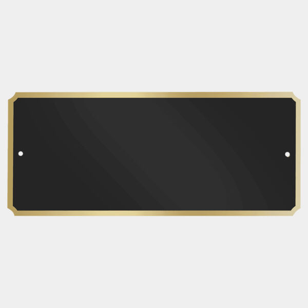 2 7/8" x 6 7/8" Laserable Brass Plate with Notched Corners, Border and 2 holes Thumbnail